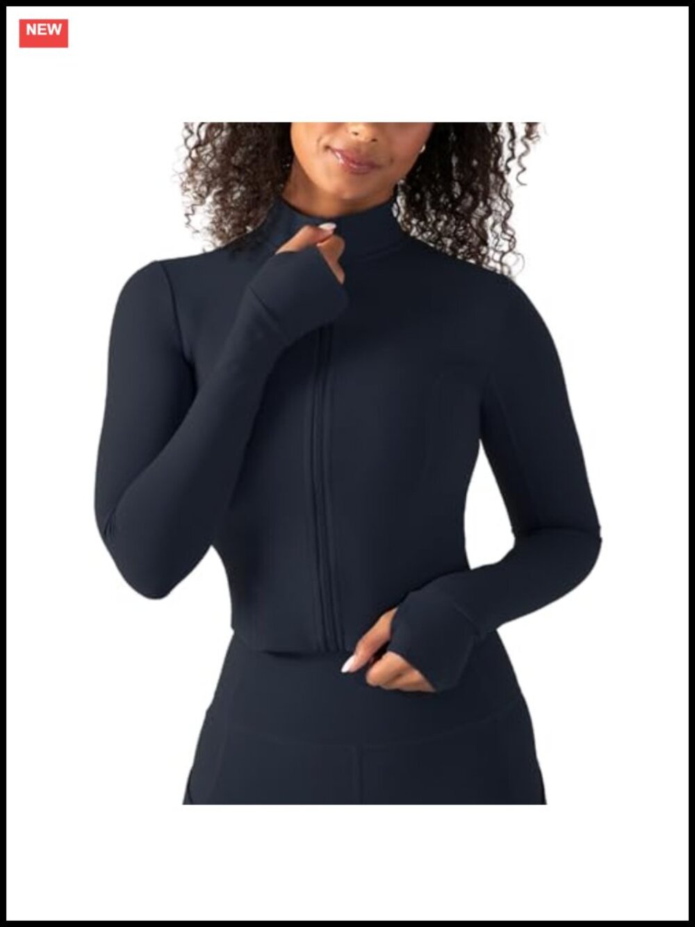 Women's Cropped Full-Zip Active Jacket 4-Way Stretch Thumbholes